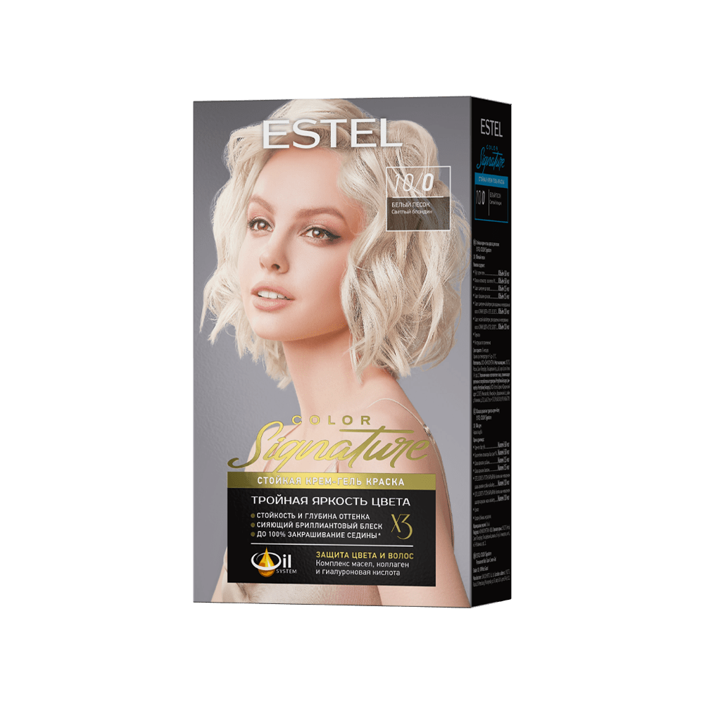 Стойкая крем-гель краска для волос ESTEL COLOR Signature 10/0 Белый песок, 150 мл
