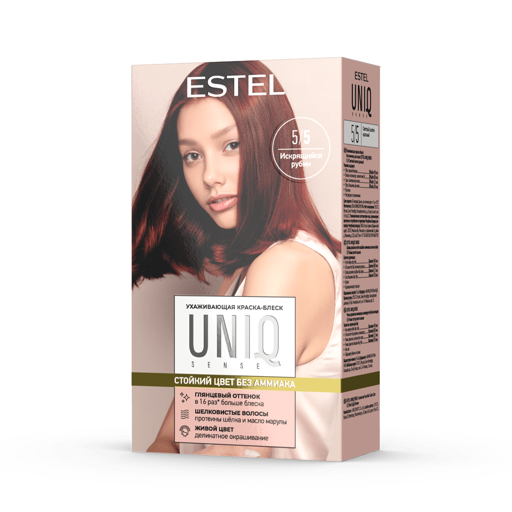 Ухаживающая краска-блеск без аммиака для волос ESTEL UNIQ SENSE 5/5 светлый шатен красный