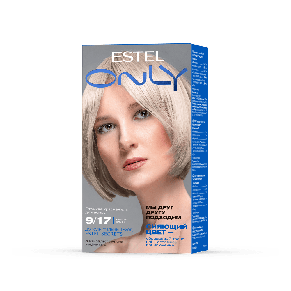 Стойкая краска-гель для волос ESTEL ONLY 9/17 Блондин пепельно-коричневый, 125 мл